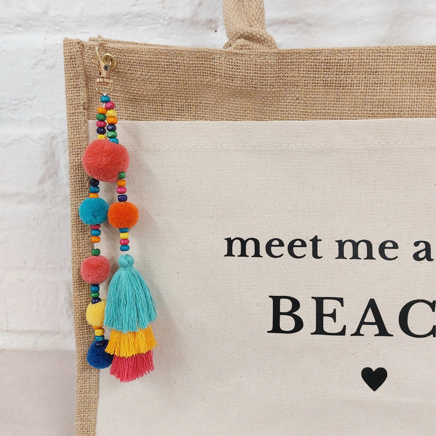 Jute Tasche "meet me at the beach" mit Anhänger