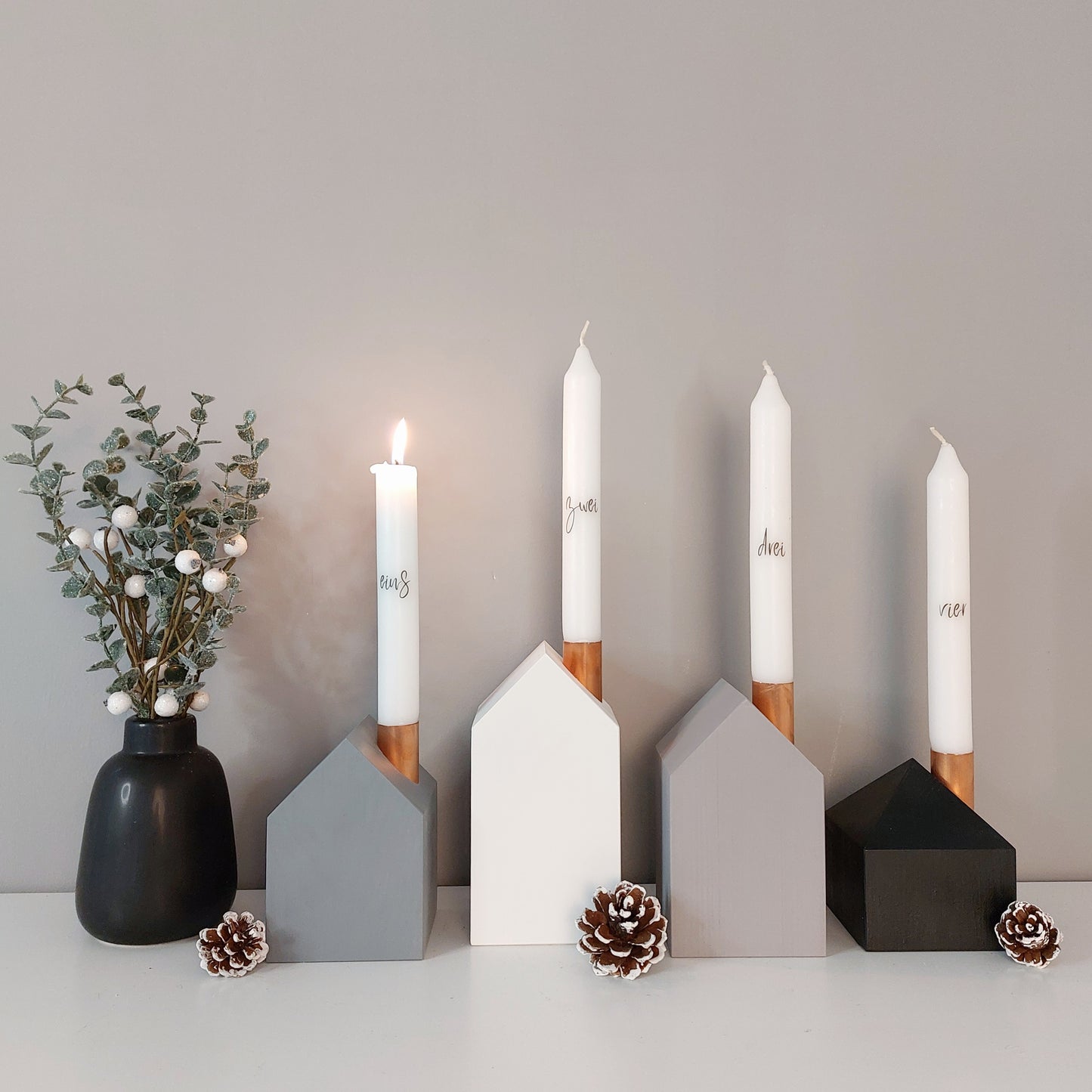 4er Häuschen-Set Grau