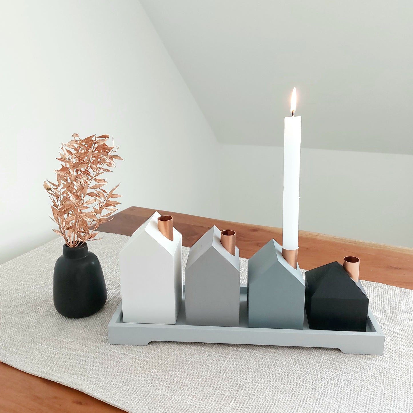 4er Häuschen-Set Grau