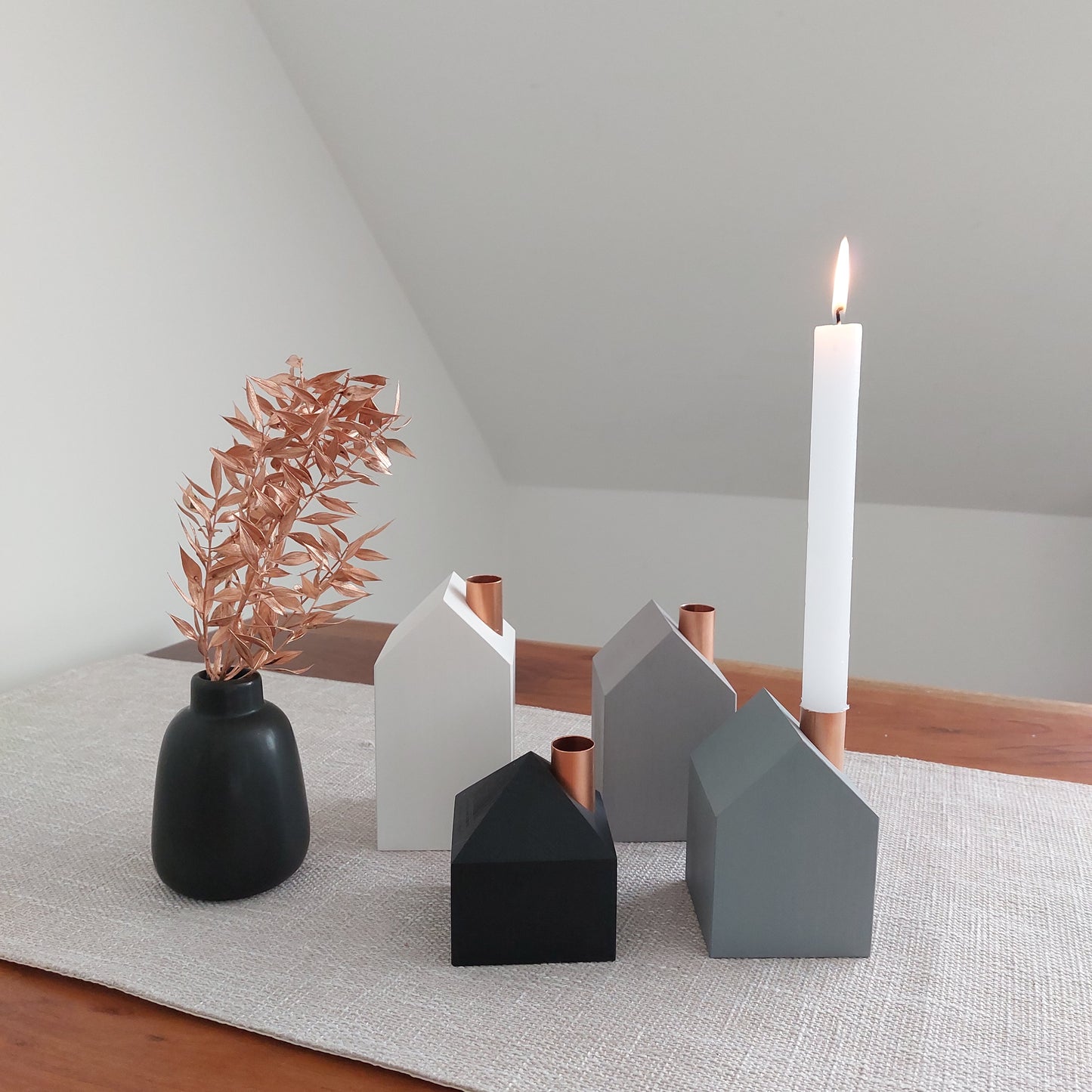 4er Häuschen-Set Grau