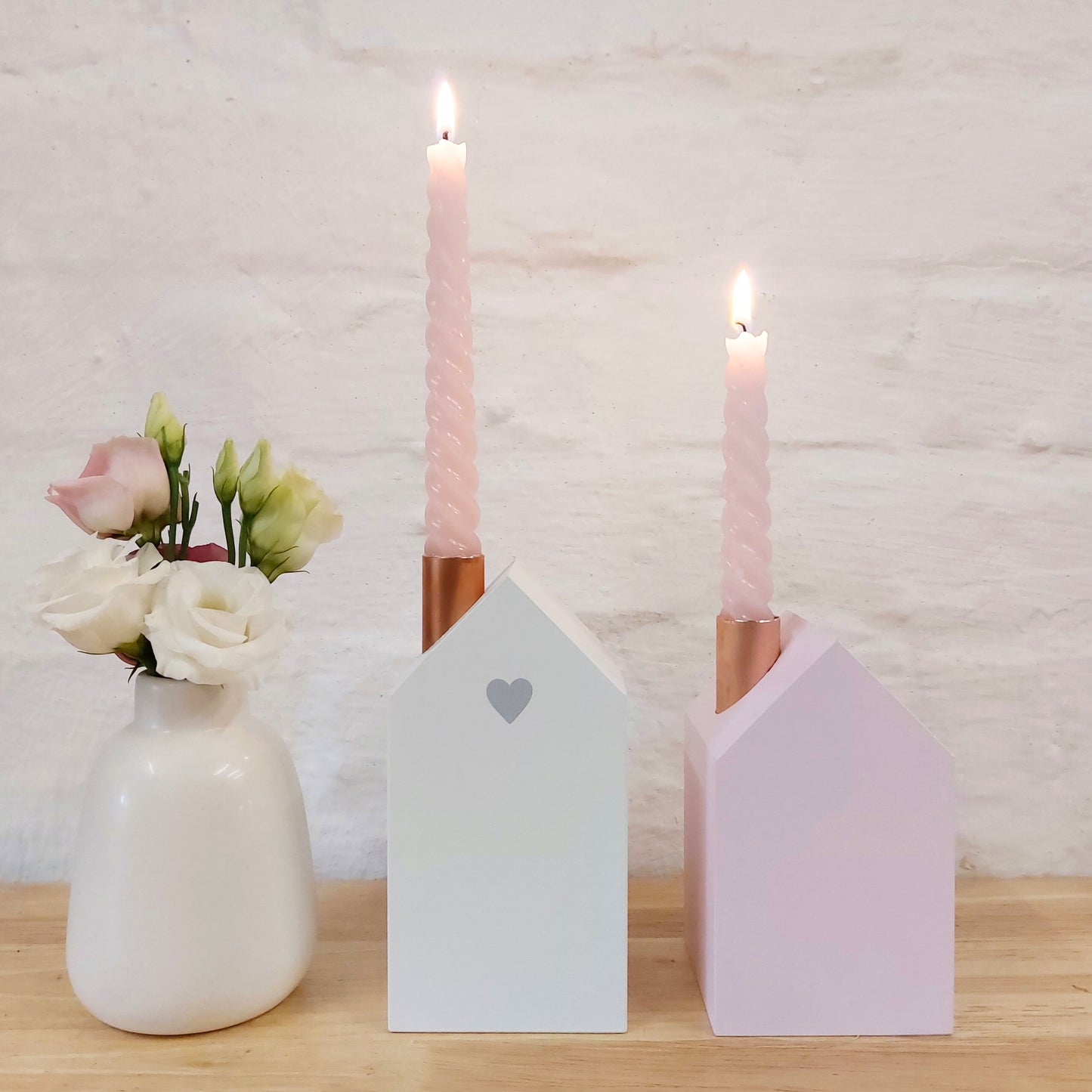 2er Häuschen-Set "Pastellrosa"