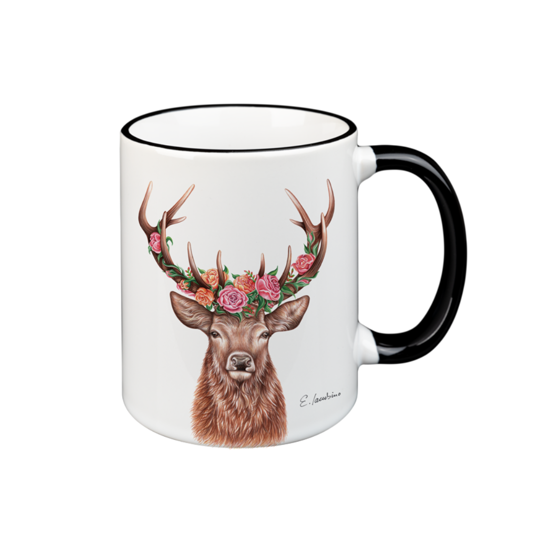 Keramik Tasse Hirschmagie "Flower Deer"