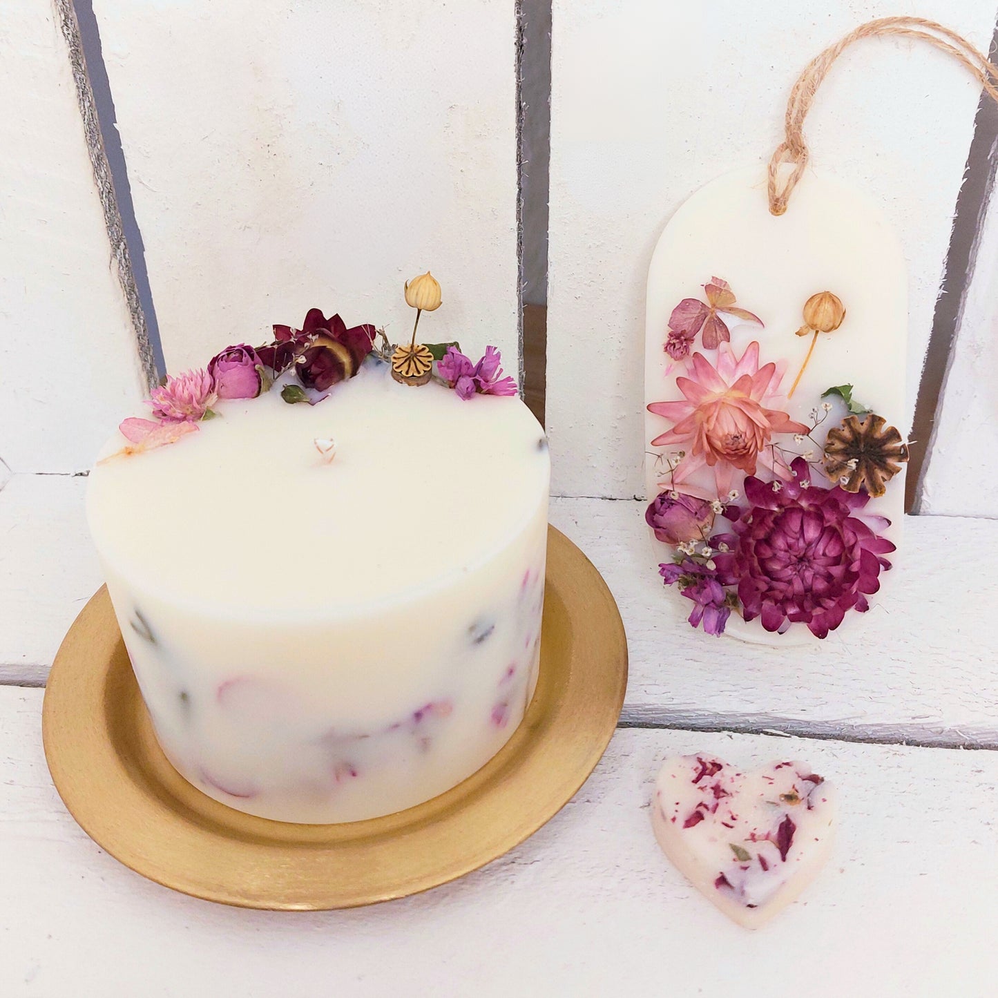 Duftkerze "Blume" mit Duftanhänger als Geschenkset