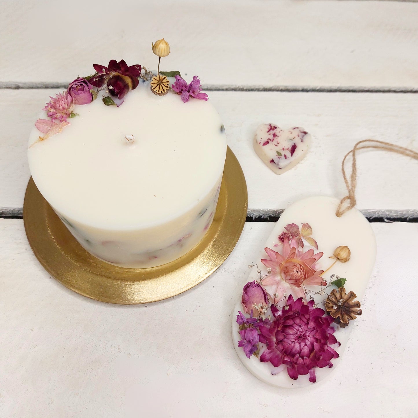 Duftkerze "Blume" mit Duftanhänger als Geschenkset