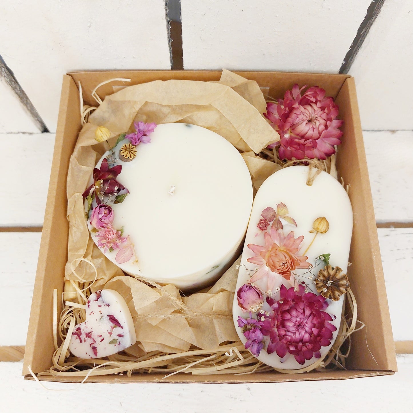 Duftkerze "Blume" mit Duftanhänger als Geschenkset