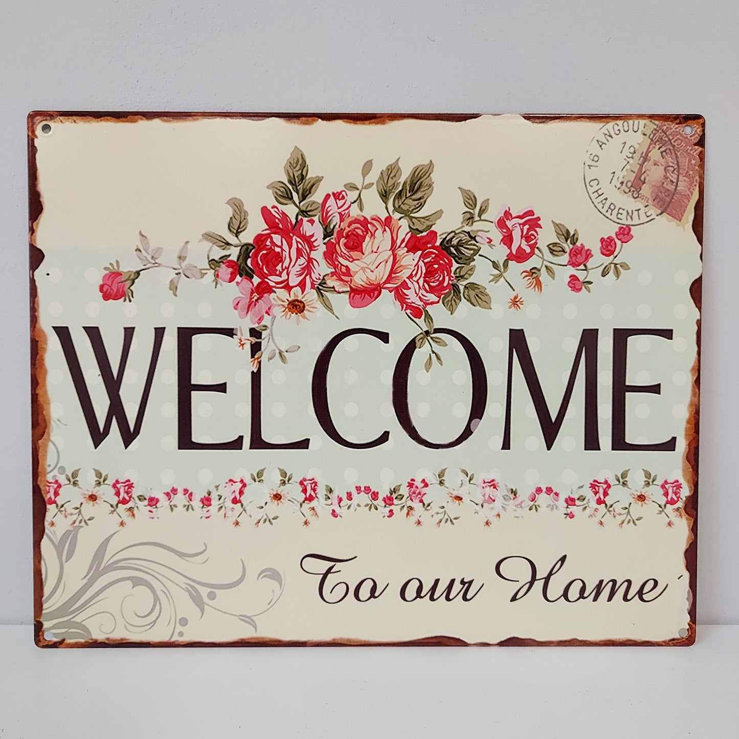 Metallschild "Welcome" - Vintage Look