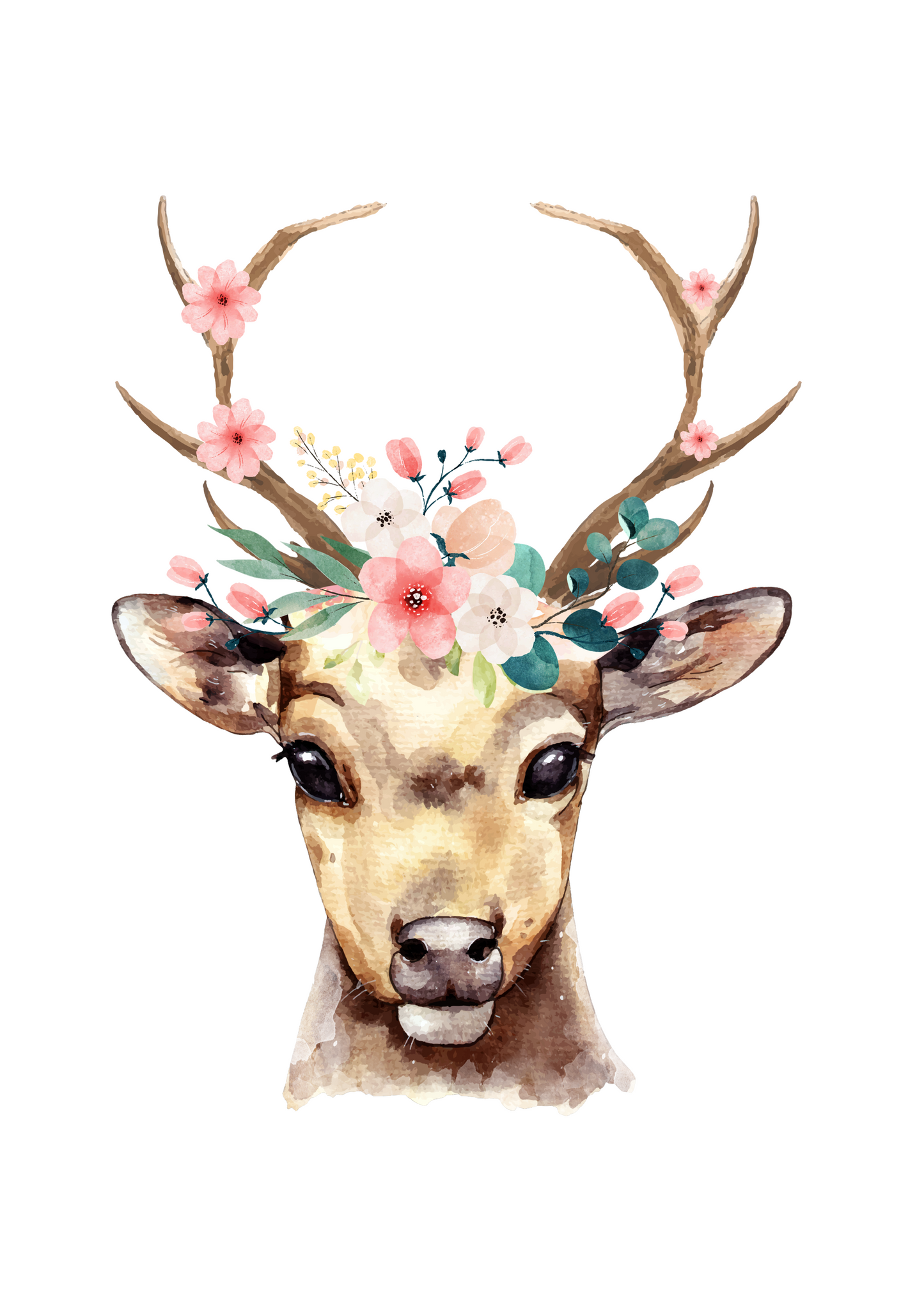 Print - Blumenhirsch No 1 "Rosa"