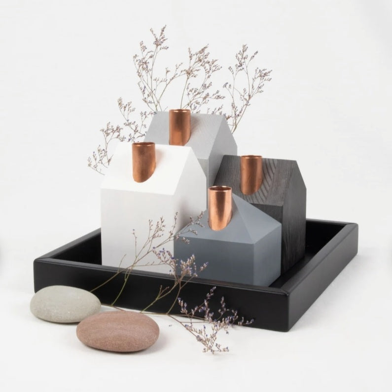 4er Häuschen-Set Grau