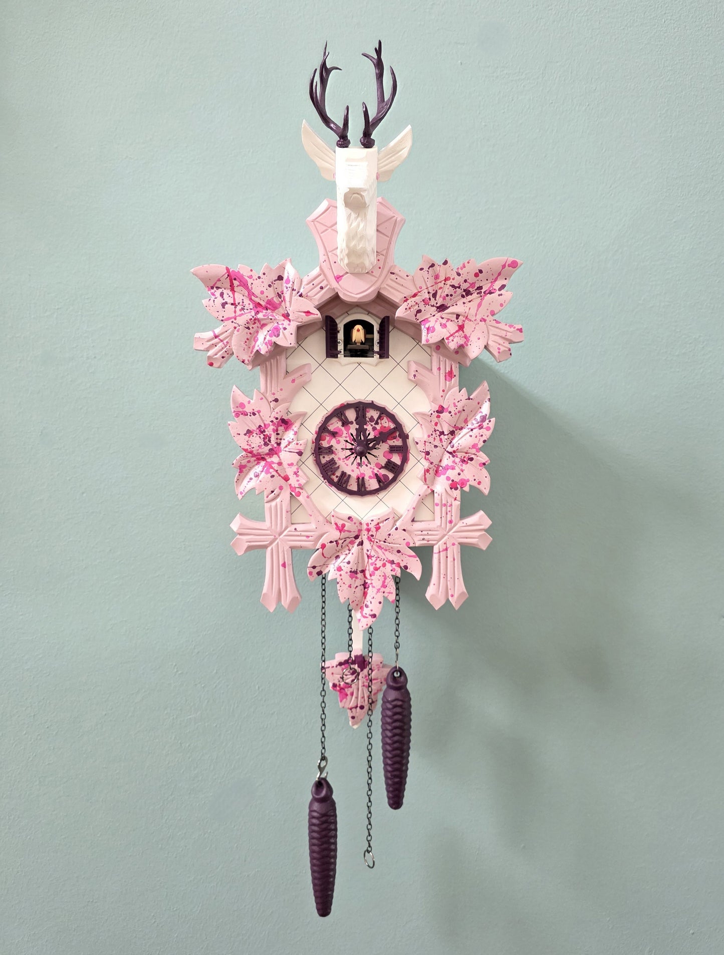 Moderne Kuckucksuhr: My "POP ART" Kuckoo - Rosa (UNIKAT)