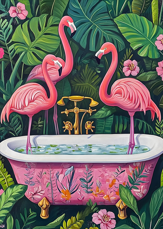 Bathroom Flamingos