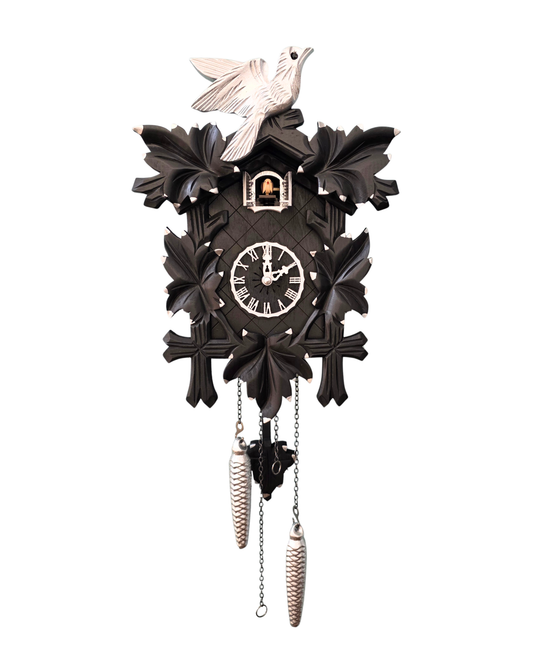 Moderne Kuckucksuhr: My "Black Beauty" Kuckoo - Vogel (Silber)