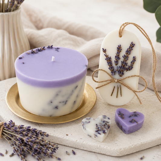 Duftkerze "Lavendel" mit Duftanhänger als Geschenkset