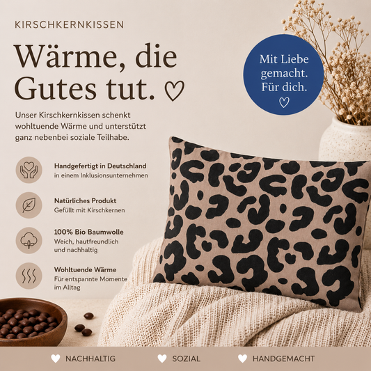 Natürliches Kirschkernkissen "Leo" 100% Bio-Baumwolle