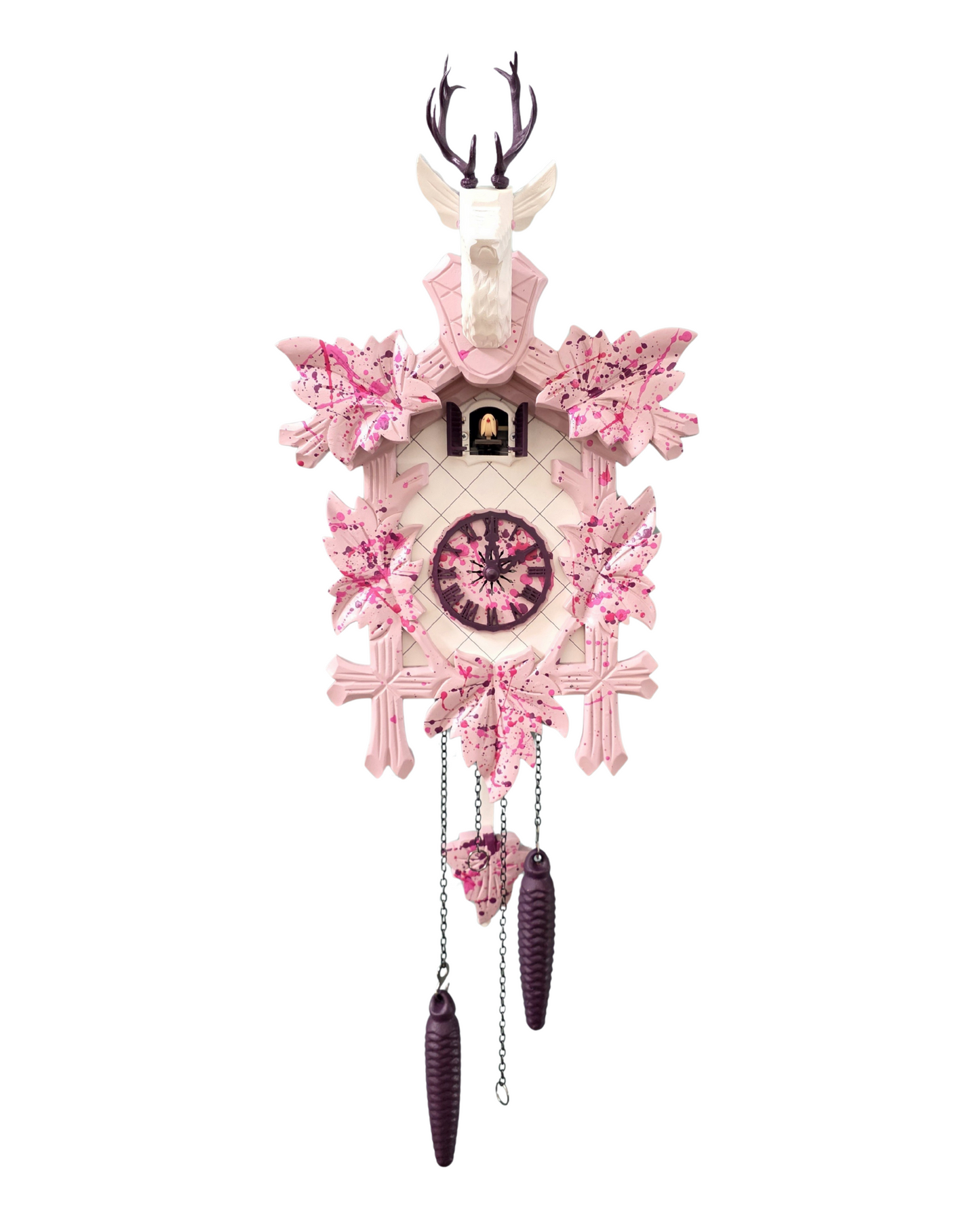 Moderne Kuckucksuhr: My "POP ART" Kuckoo - Rosa (UNIKAT)