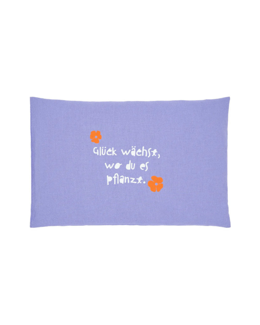 Natürliches Kirschkernkissen "Glück wächst" 100% Bio-Baumwolle