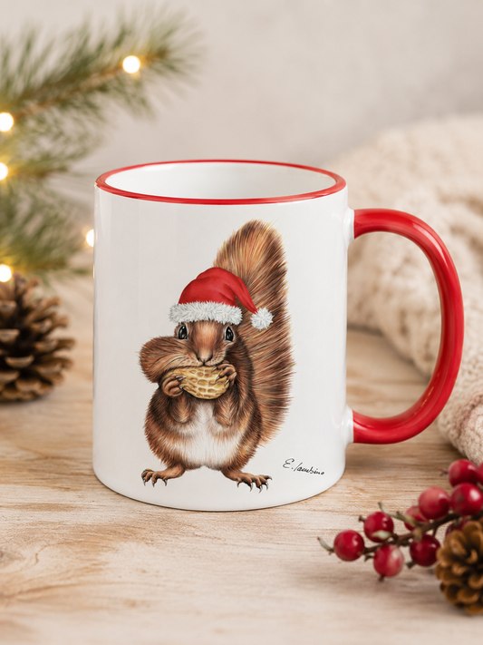 Keramik Tasse "Weihnachts-Eichhörnchen"