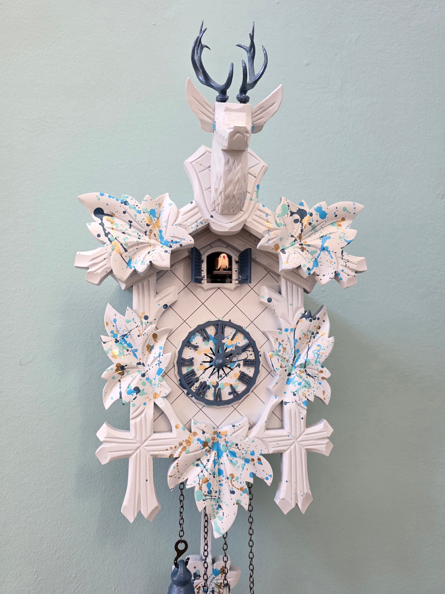 Moderne Kuckucksuhr: My "POP ART" Kuckoo - Blau (UNIKAT)