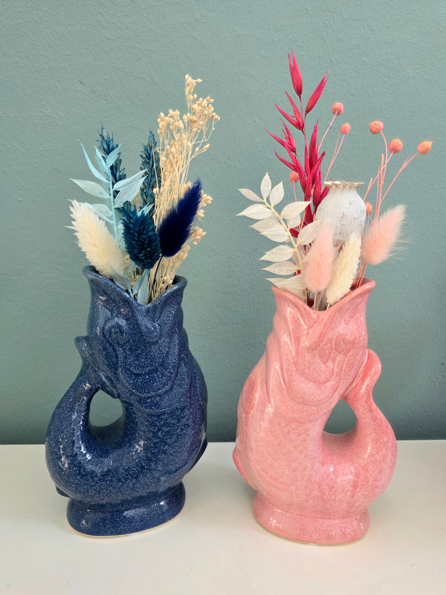 Keramik Vasen-Set "Sea" inkl. Trockenblumen